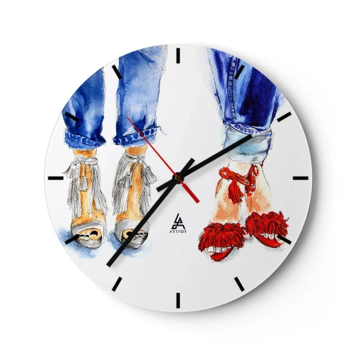 Wanduhr - Glasuhr - Vielleicht gehen wir spazieren? - 40x40 cm