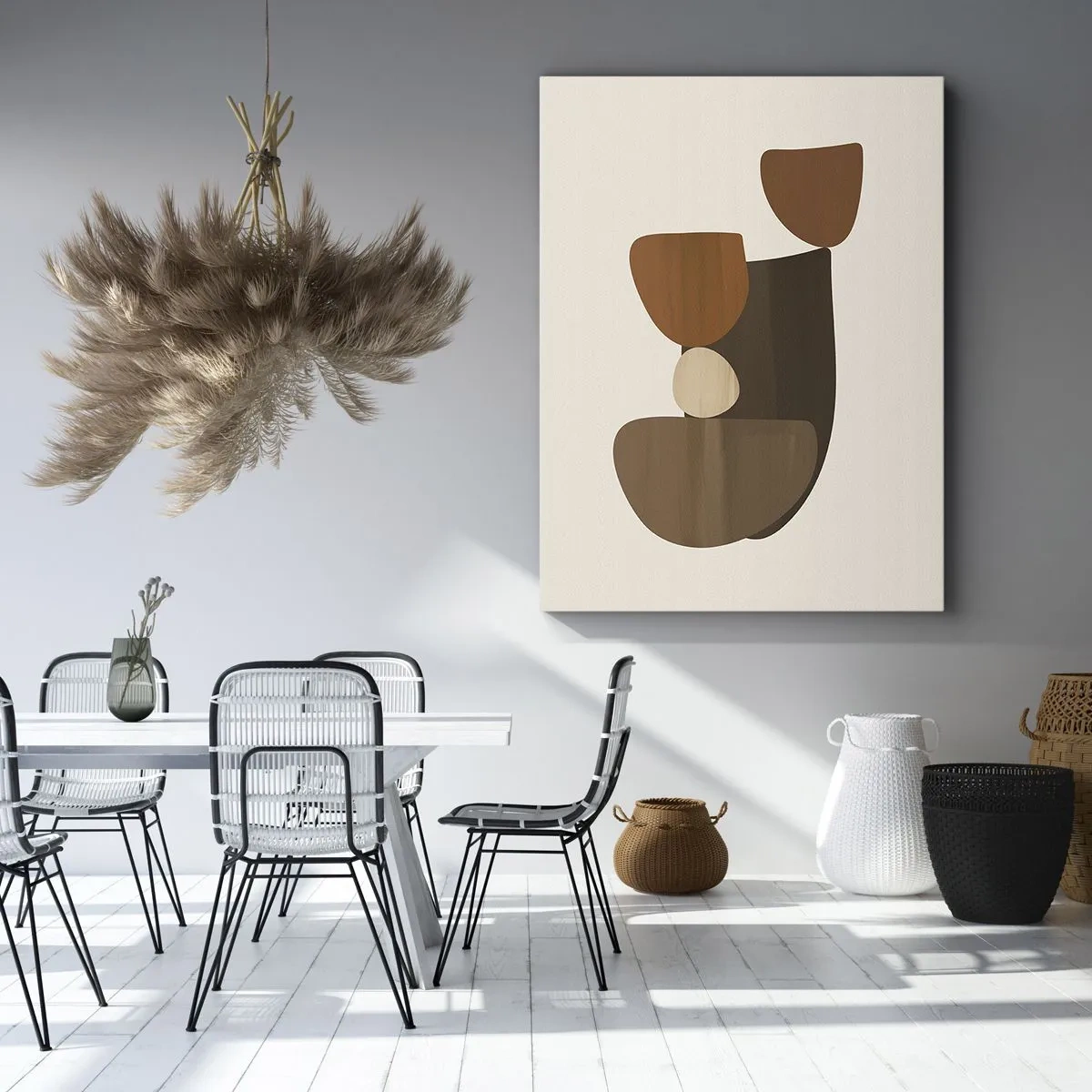 Bild auf Leinwand - Leinwandbild - Abstrakte Komposition in Braun- und Beigetönen - 50x70cm - Komposition in Bronze - Moderne Wanddekoration für Wohnzimmer und Schlafzimmer ARTTOR