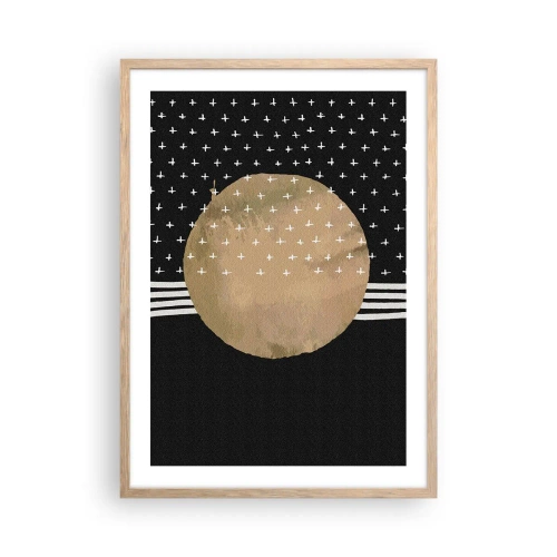 Poster in einem Rahmen aus heller Eiche - Komposition: Galaxienflagge - 50x70 cm