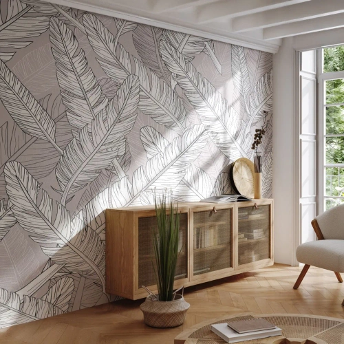 Fototapete Standard Eco - Ein Federwirbel - Abstraktion, Vogelfeder, Grafik - 350x256 cm