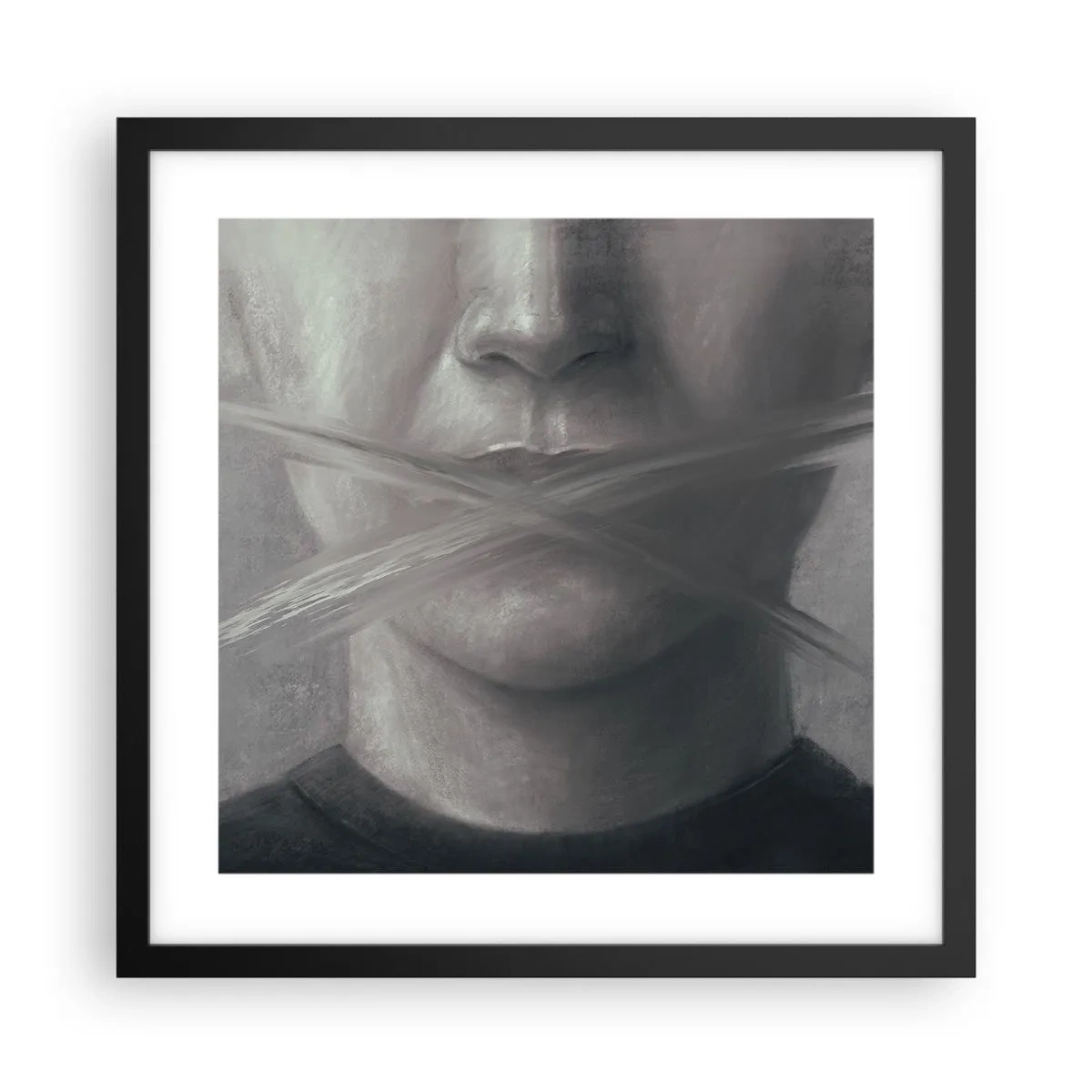 Poster in einem schwarzem Rahmen - Ohne ein Wort - 40x40 cm
