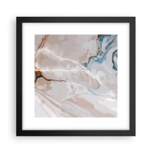 Poster in einem schwarzem Rahmen - Blau schlängelt sich unter dem Weiß - 30x30 cm