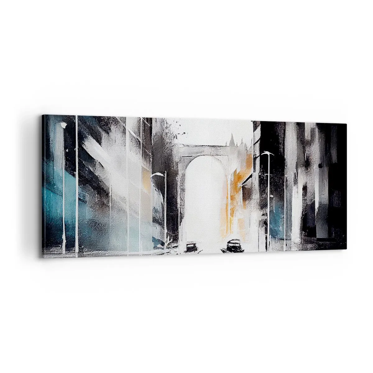 Bild auf Leinwand - Leinwandbild - Stadtstudie: Architektur und Bewegung - 100x40 cm