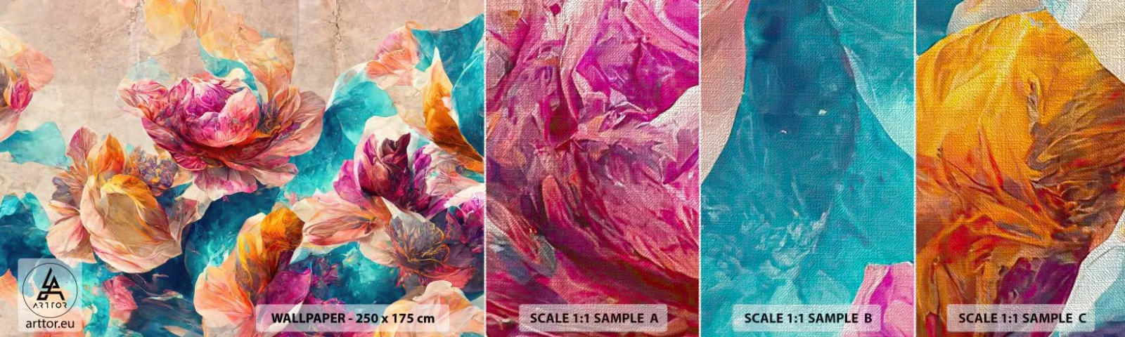 Fototapeten Muster Premium Canvas - Farbenpracht des Straußes - Blumen, Pastell, Stück - 100x30 cm