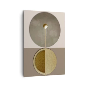 Bild auf Leinwand - Leinwandbild - Abstrakte Kreise in Gold- und Beigetönen - 70x100cm - Perfekte Balance - Moderne Wanddekoration für Wohnzimmer und Schlafzimmer ARTTOR