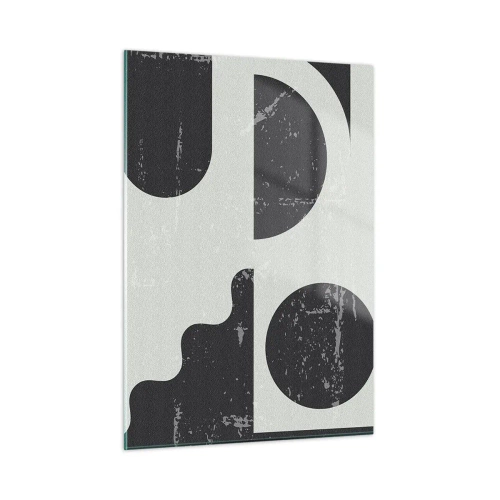 Glasbild - Bild auf glas - Abstrakte geometrische Grafiken mit Abschürfungen - 50x70cm - Komposition oben und unten - Moderne Wanddekoration für Wohnzimmer und Schlafzimmer ARTTOR