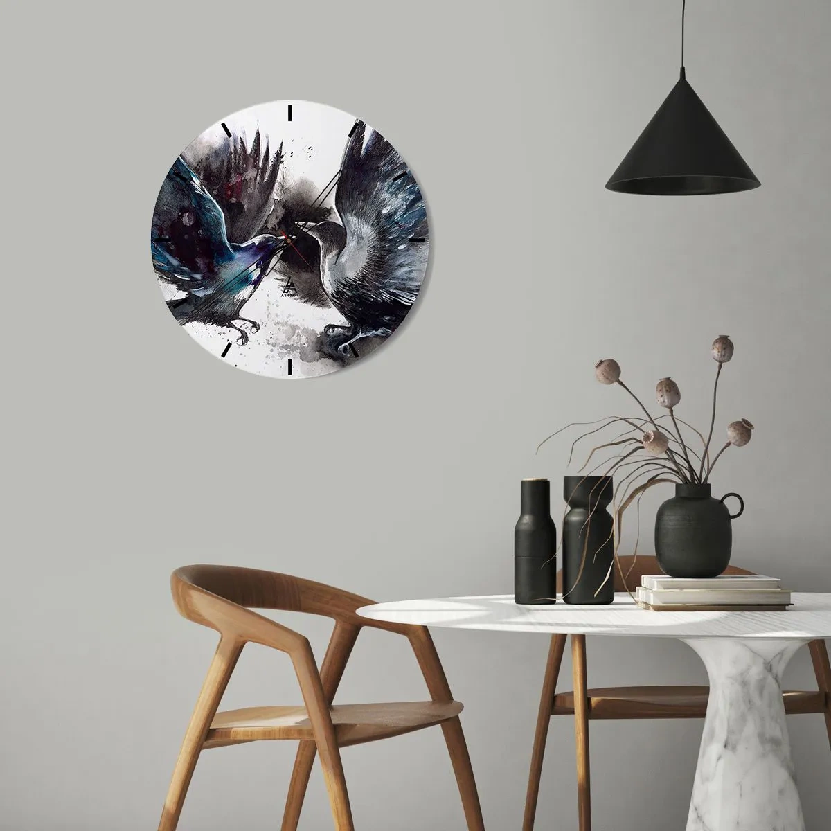 Wanduhr - Glasuhr - Rabe zum Raben ... - 40x40 cm