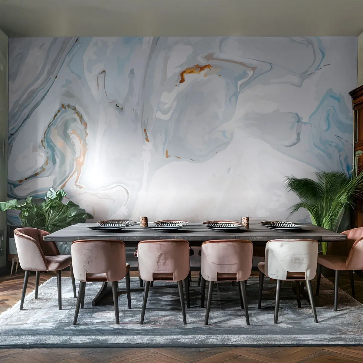 Fototapete Premium Canvas - Das Weiß wird erhoben - Abstraktion, Stück, Modernes Muster - 500x350 cm