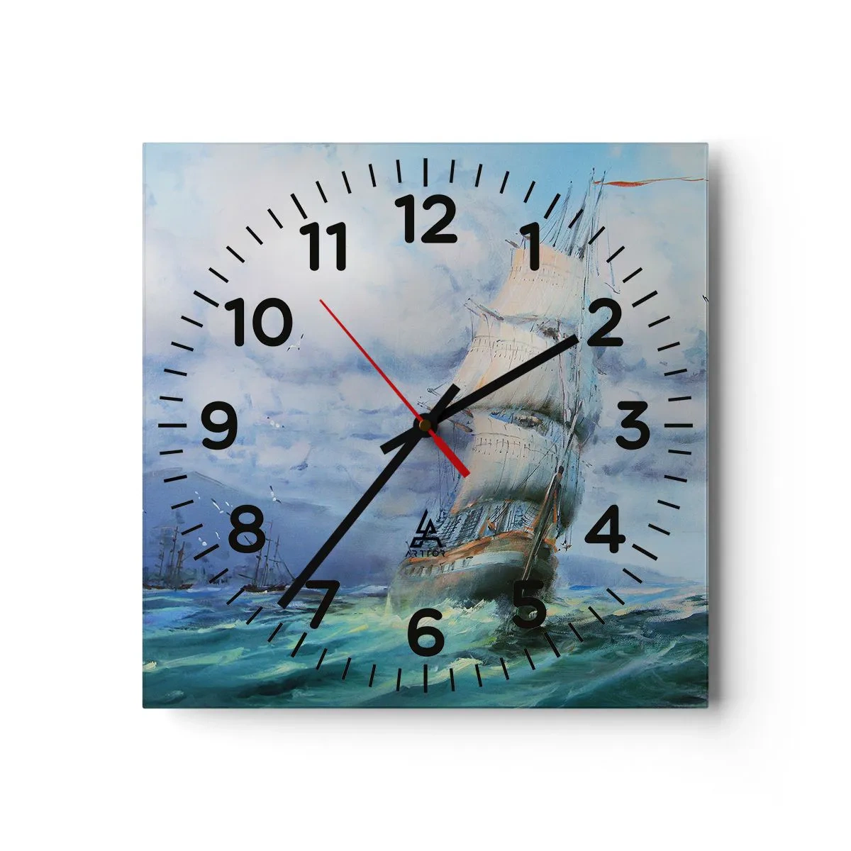 Wanduhr - Glasuhr - Guter Wind - 40x40 cm