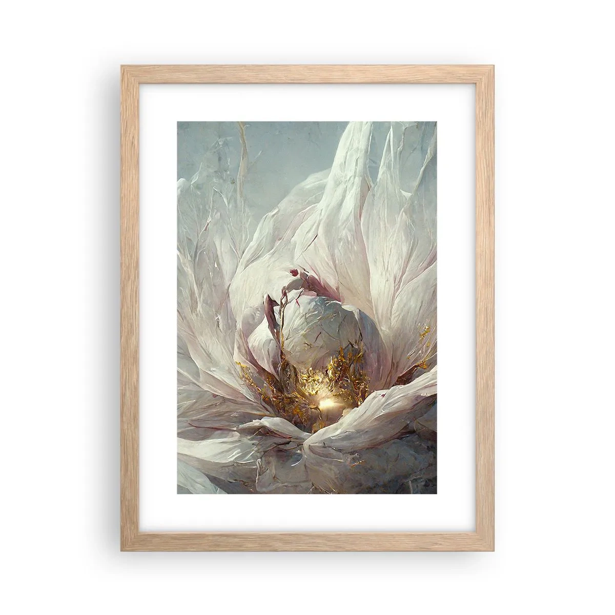 Poster in einem Rahmen aus heller Eiche - Sie blüht alle hundert Jahre einmal - 30x40 cm