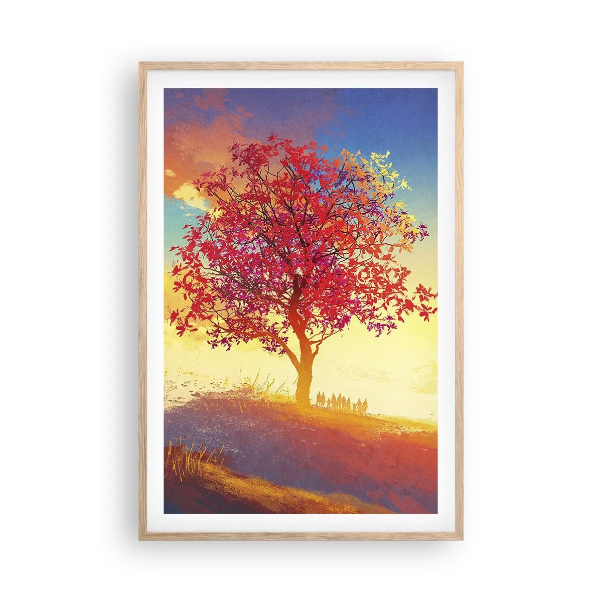 Poster in einem Rahmen aus heller Eiche - Pilger am Ziel - 61x91 cm