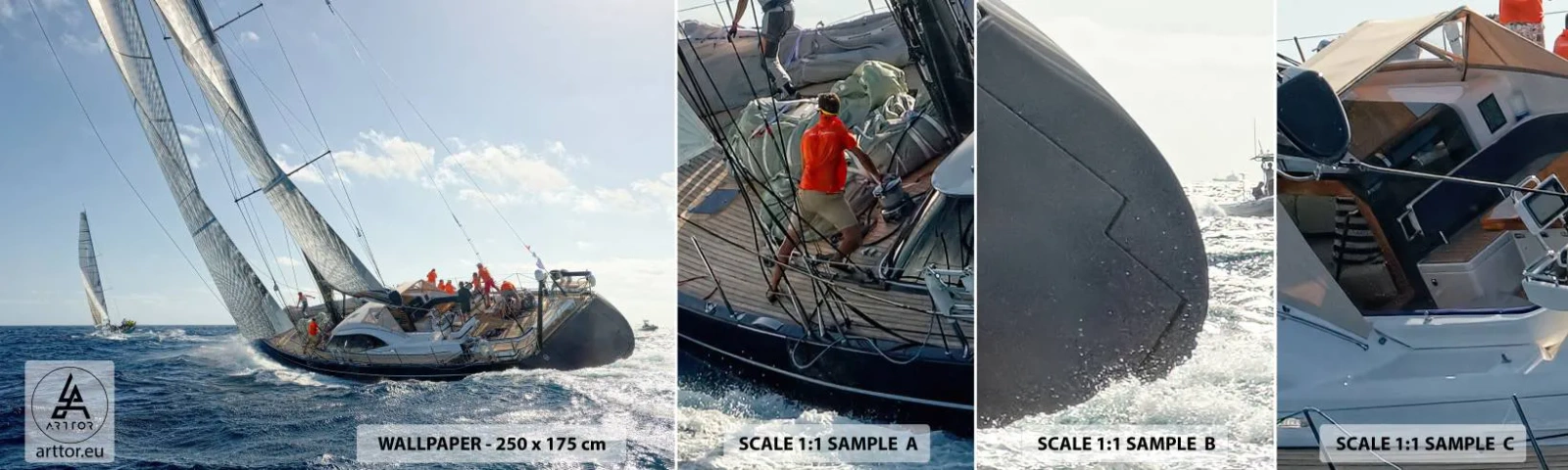 Fototapeten Muster Selbstklebend Deluxe Sticker - Lass den Besseren sich durchsetzen - Segelyacht, Regatta, Segeln - 100x30 cm