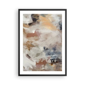 Poster in einem schwarzem Rahmen - Eine abstrakte Komposition in warmen, erdigen Farben. - 50x70cm - Neblige Abstraktion - Moderne Wanddekoration für Wohnzimmer und Schlafzimmer ARTTOR