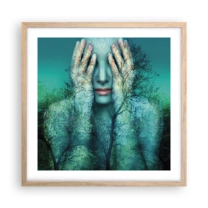 Poster in einem Rahmen aus heller Eiche - Eingetaucht in Blau - 50x50 cm