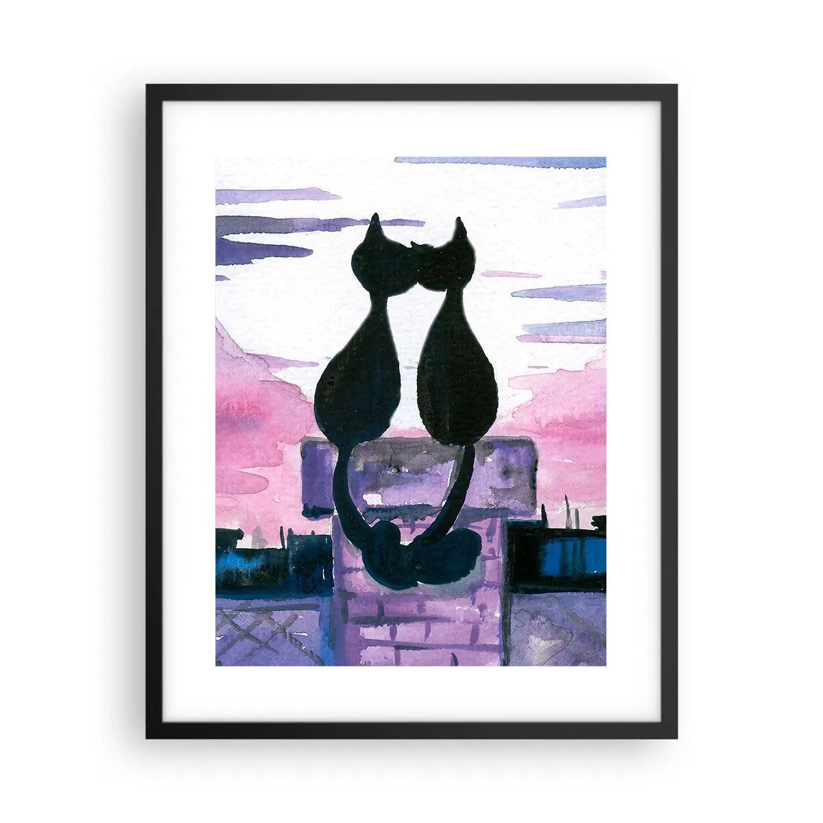 Poster in einem schwarzem Rahmen - Rendez-vous unter dem Mond - 40x50 cm