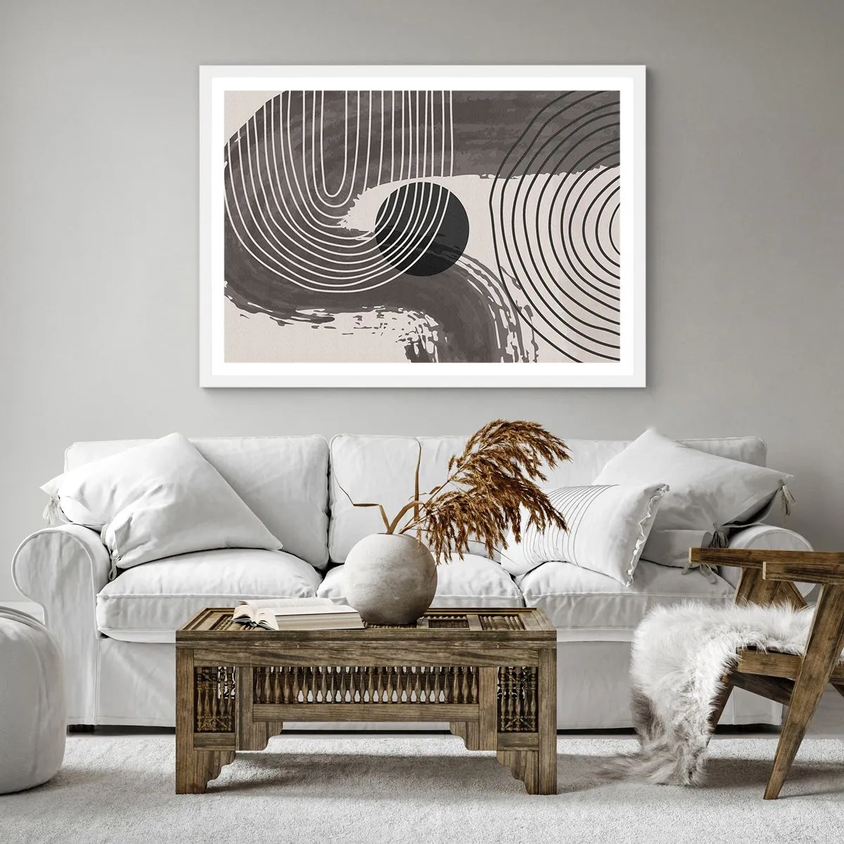 Poster in einem weißen Rahmen - Oval gewinnt - 60x60 cm