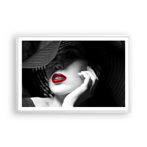 Poster in einem weißen Rahmen - Eine Studie in Scharlachrot - 91x61 cm