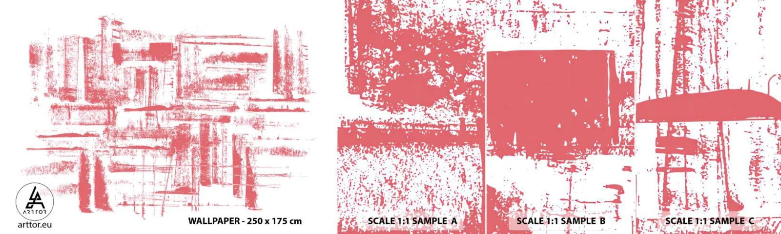 Fototapeten Muster Selbstklebend Deluxe Sticker - Die rote Stadt - Abstraktion, Grafik, Malerei - 100x30 cm