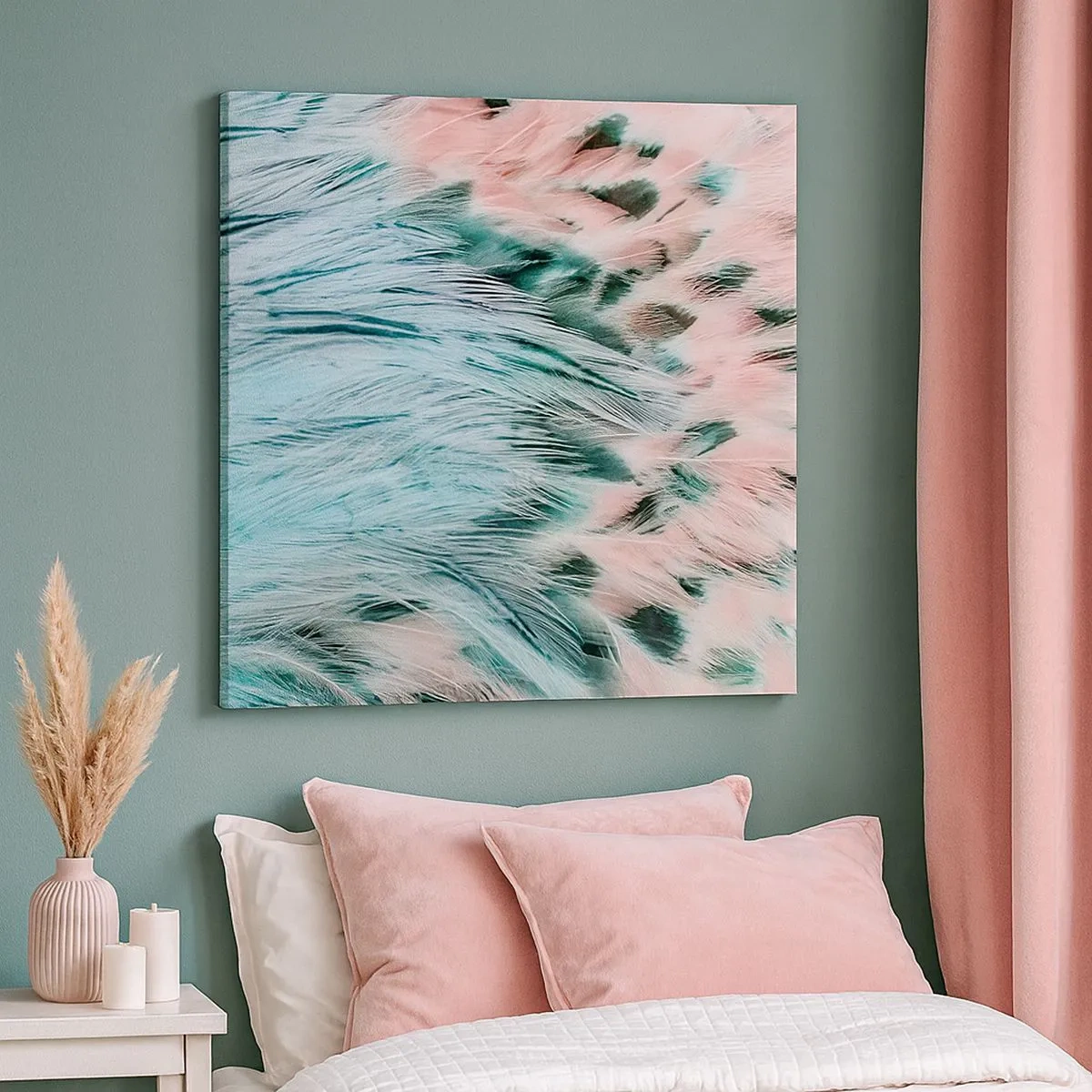 Bild auf Leinwand - Leinwandbild - Saphirrosa Daunen - 30x30 cm