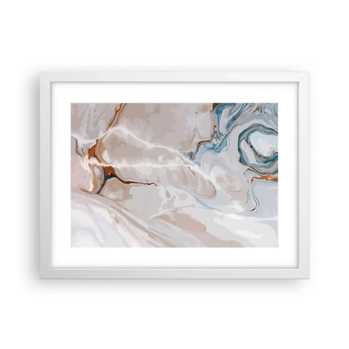 Poster in einem weißen Rahmen - Blau schlängelt sich unter dem Weiß - 40x30 cm