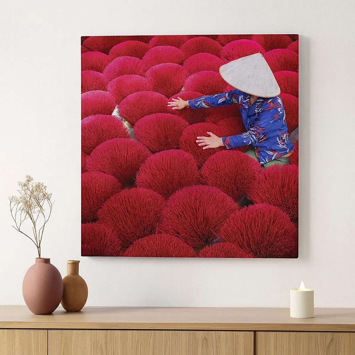 Bild auf Leinwand - Leinwandbild - Im Reisfeld - 30x30 cm