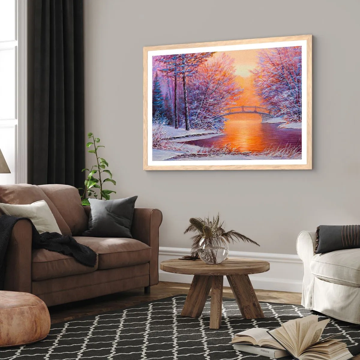 Poster in einem Rahmen aus heller Eiche - Treffen wir uns hier - 70x50 cm