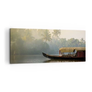 Bild auf Leinwand - Leinwandbild - Haus am Fluss - 100x40 cm