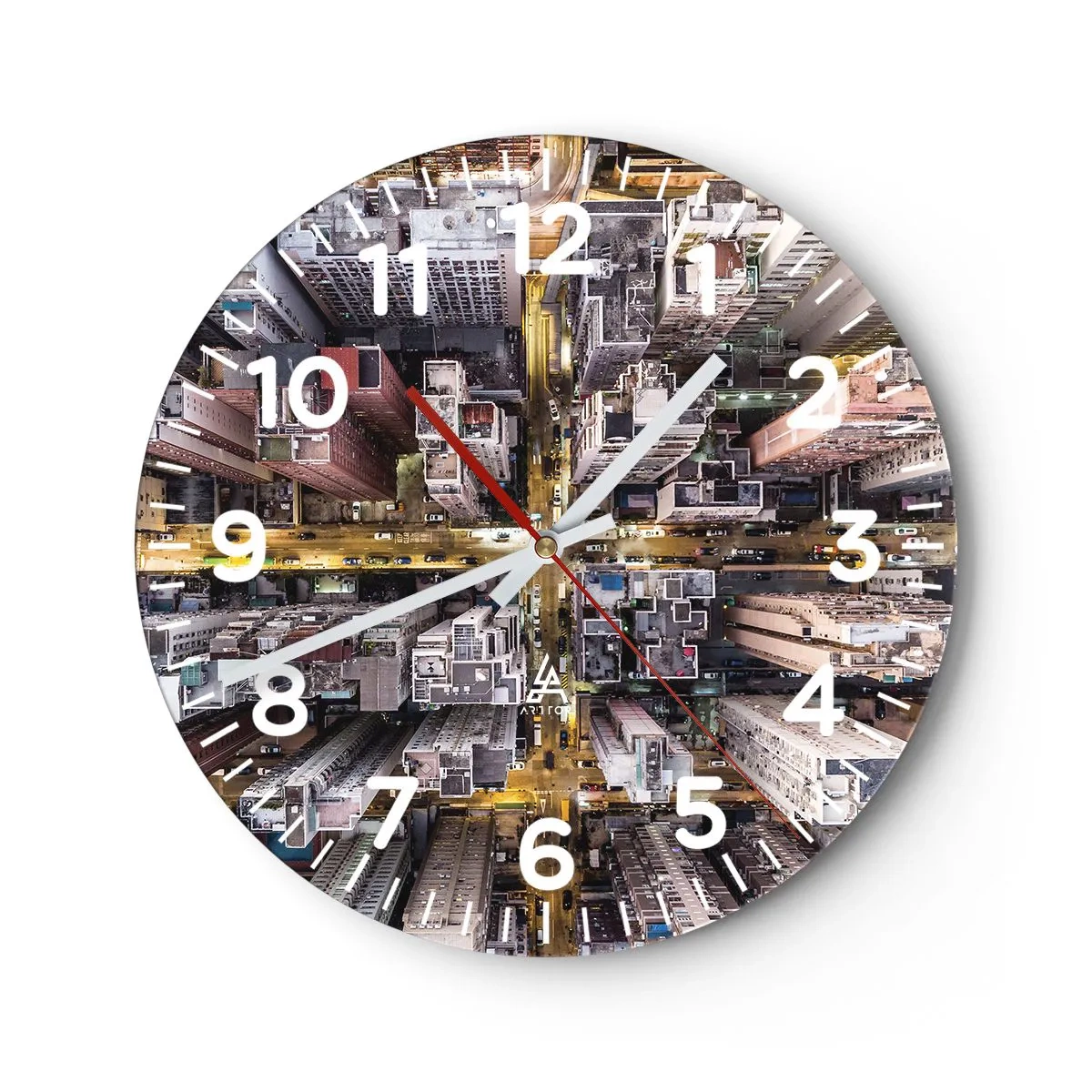 Wanduhr - Glasuhr - Grüße aus Hongkong - 40x40 cm