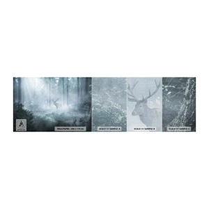 Fototapeten Muster Premium Canvas - Morgenvisite auf dem Grundstück - Landschaft, Wald, Reh - 100x30 cm