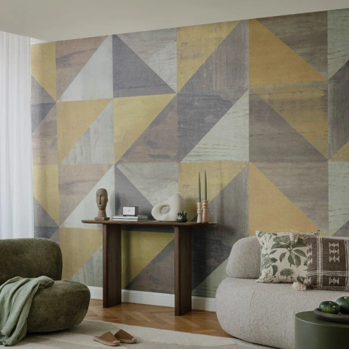 Fototapete Standard Eco - Am Winkel des Dreiecks - Abstraktion, Stück, Dreiecke - 250x175 cm