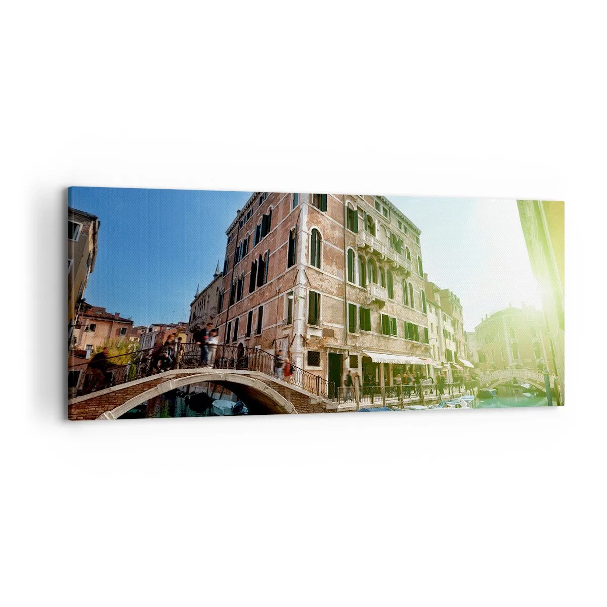 Bild auf Leinwand - Leinwandbild - Venedig-Brücke und Kanal mit historischer Architektur - 120x50cm - Venedig - Amore Mio - Moderne Wanddekoration für Wohnzimmer und Schlafzimmer ARTTOR