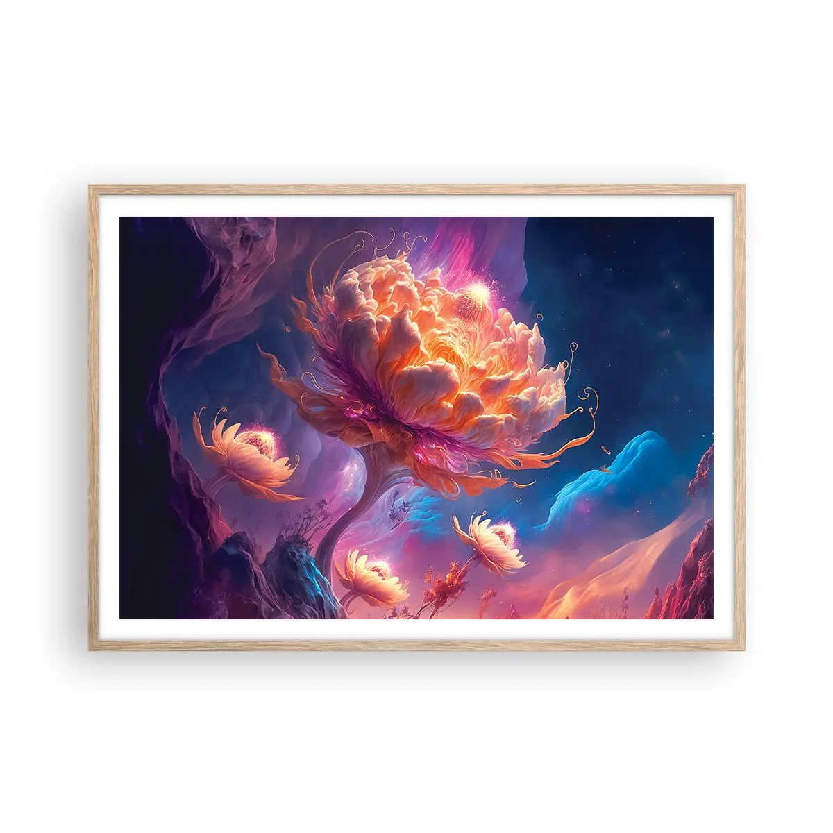 Poster in einem Rahmen aus heller Eiche - Andere Welt - 100x70 cm