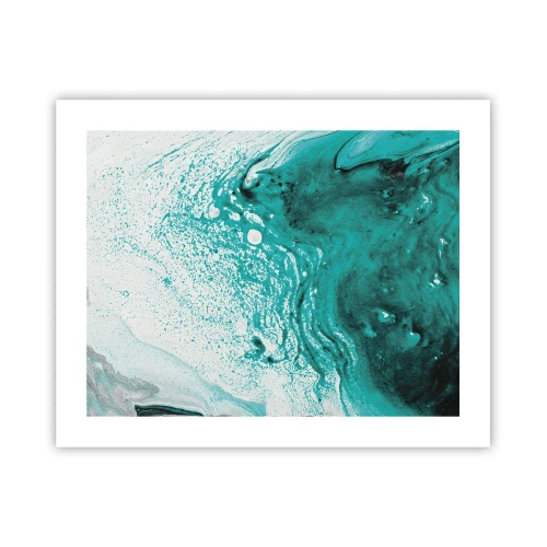 Poster - Verschmelzen in Weiß und Türkis - 50x40 cm