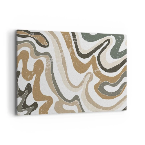 Bild auf Leinwand - Leinwandbild - Erdige Muster in Braun- und Grüntönen - 100x70cm - Mäander in Erdfarben - Moderne Wanddekoration für Wohnzimmer und Schlafzimmer ARTTOR