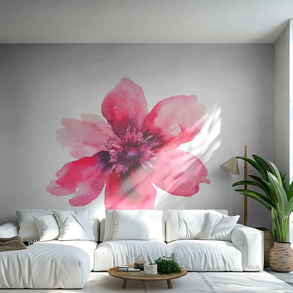 Selbstklebende Fototapete Deluxe Sticker - Ein nach Karmin duftender Kuss - Blume, Aquarelle, Grafik - 500x350 cm