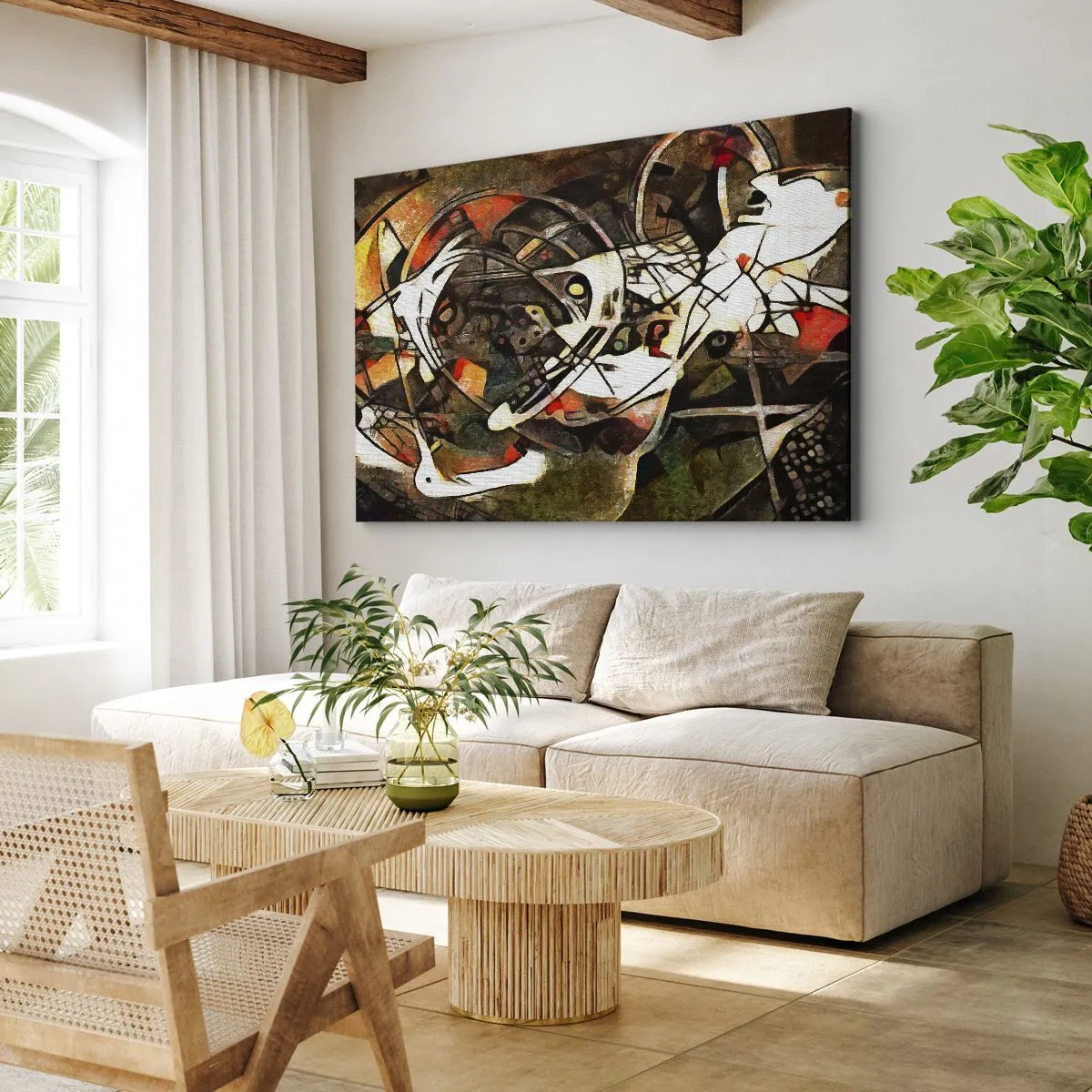 Bild auf Leinwand - Leinwandbild - Ausdrucksstarke Abstraktion in dunklen Tönen mit dynamischen Linien. - 100x70cm - Hören Sie den Verkehr? - Moderne Wanddekoration für Wohnzimmer und Schlafzimmer ARTTOR