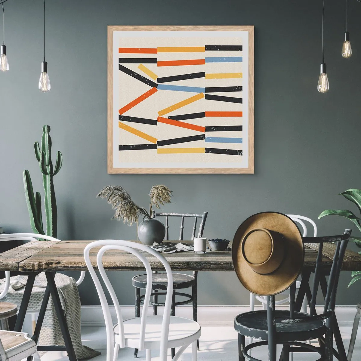 Poster in einem Rahmen aus heller Eiche - Komposition auf der Ebene - 60x60 cm