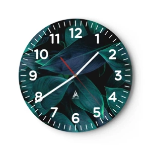 Wanduhr - Glasuhr - Grün in sich selbst - 40x40 cm