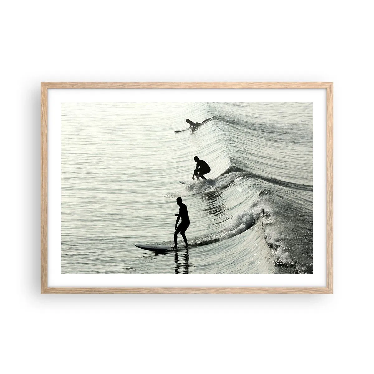 Poster in einem Rahmen aus heller Eiche - Gegen die Welle - 70x50 cm