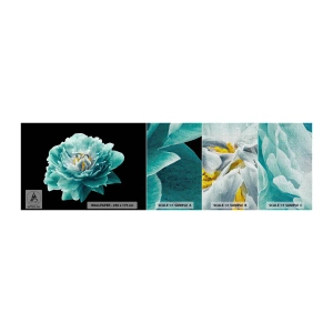 Fototapeten Muster Premium Canvas - Blaue und goldene Blütenblätter - Blume, Blühen, Pfingstrose - 100x30 cm