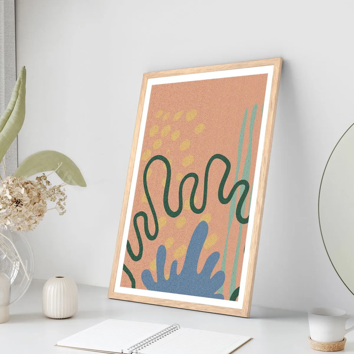 Poster in einem Rahmen aus heller Eiche - Abstraktion: Vielfalt der Natur - 50x70 cm