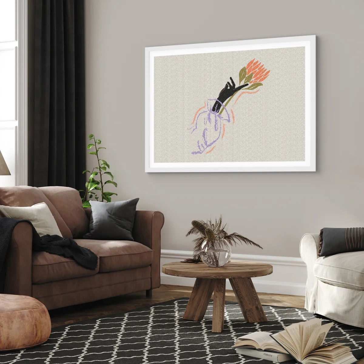 Poster in einem weißen Rahmen - Schwesterliche Berührung - 70x50 cm