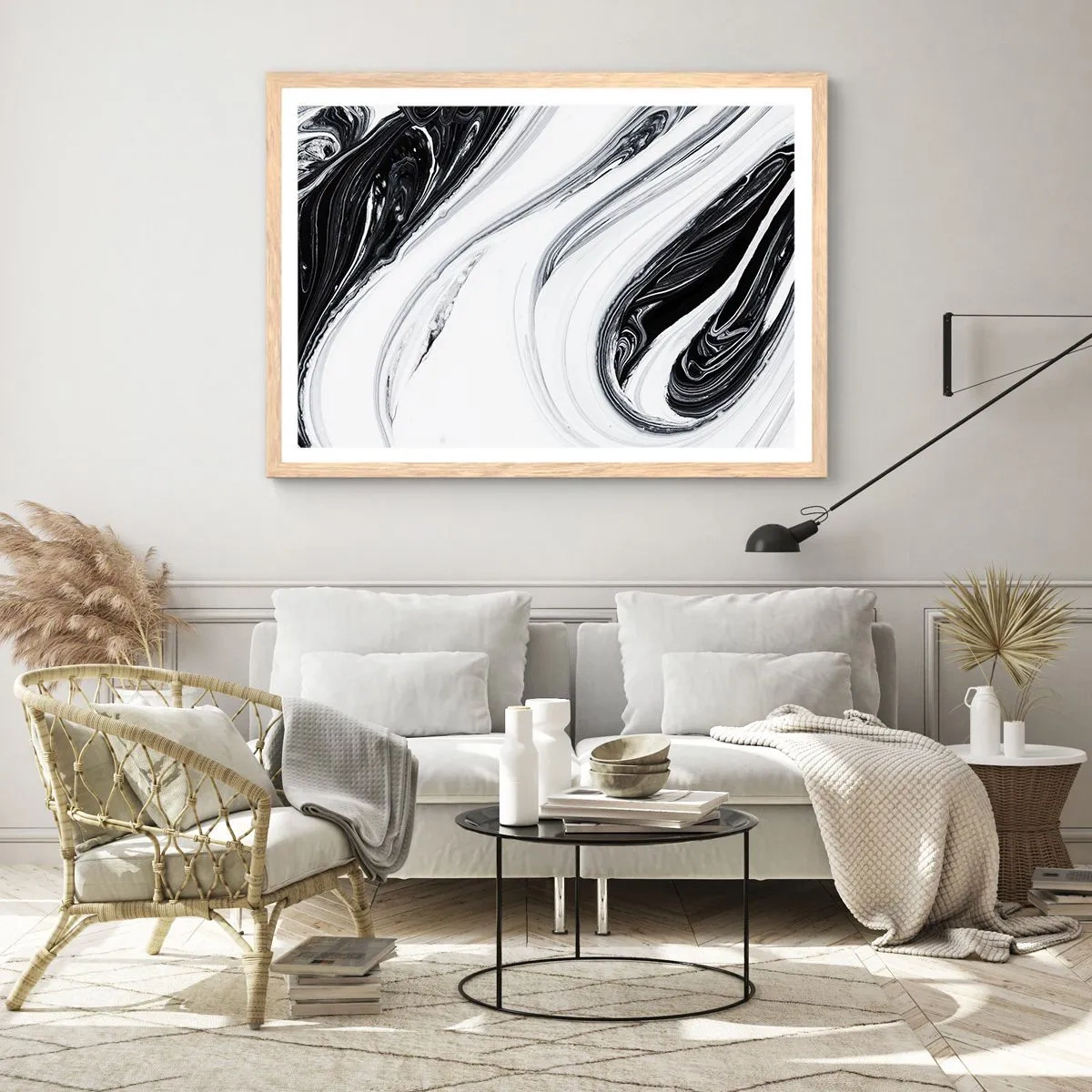 Poster in einem Rahmen aus heller Eiche - Kombination aus Gegensätzen - 100x70 cm