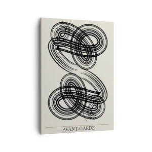 Bild auf Leinwand - Leinwandbild - Abstrakte schwarze Linien auf hellem Hintergrund im Avantgarde-Stil. - 50x70cm - Es kam spontan heraus - Moderne Wanddekoration für Wohnzimmer und Schlafzimmer ARTTOR