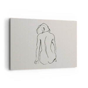Bild auf Leinwand - Leinwandbild - Eine subtile Skizze der Silhouette eines Mädchens von hinten - 120x80cm - Mädchenakt - Moderne Wanddekoration für Wohnzimmer und Schlafzimmer ARTTOR