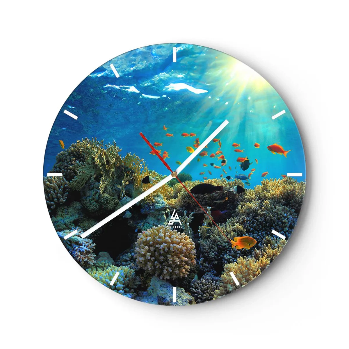 Wanduhr - Glasuhr - Unterwasserschätze - 40x40 cm