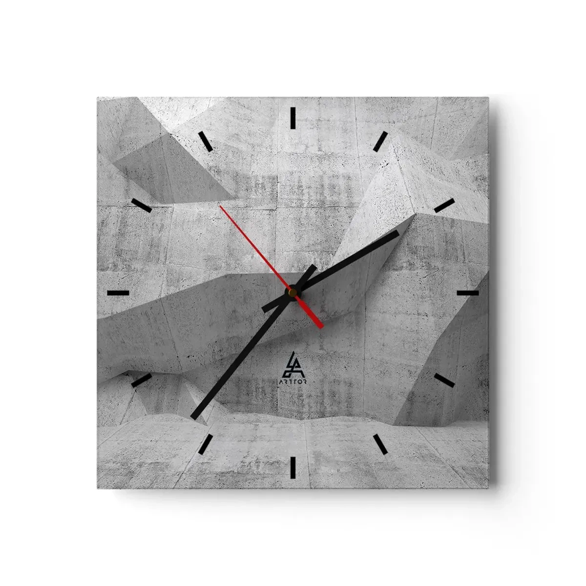 Wanduhr - Glasuhr - Geometrische Betonformen in Grau - 30x30cm - Eine echte Herausforderung - Moderne Wanddekoration für Wohnzimmer und Schlafzimmer ARTTOR