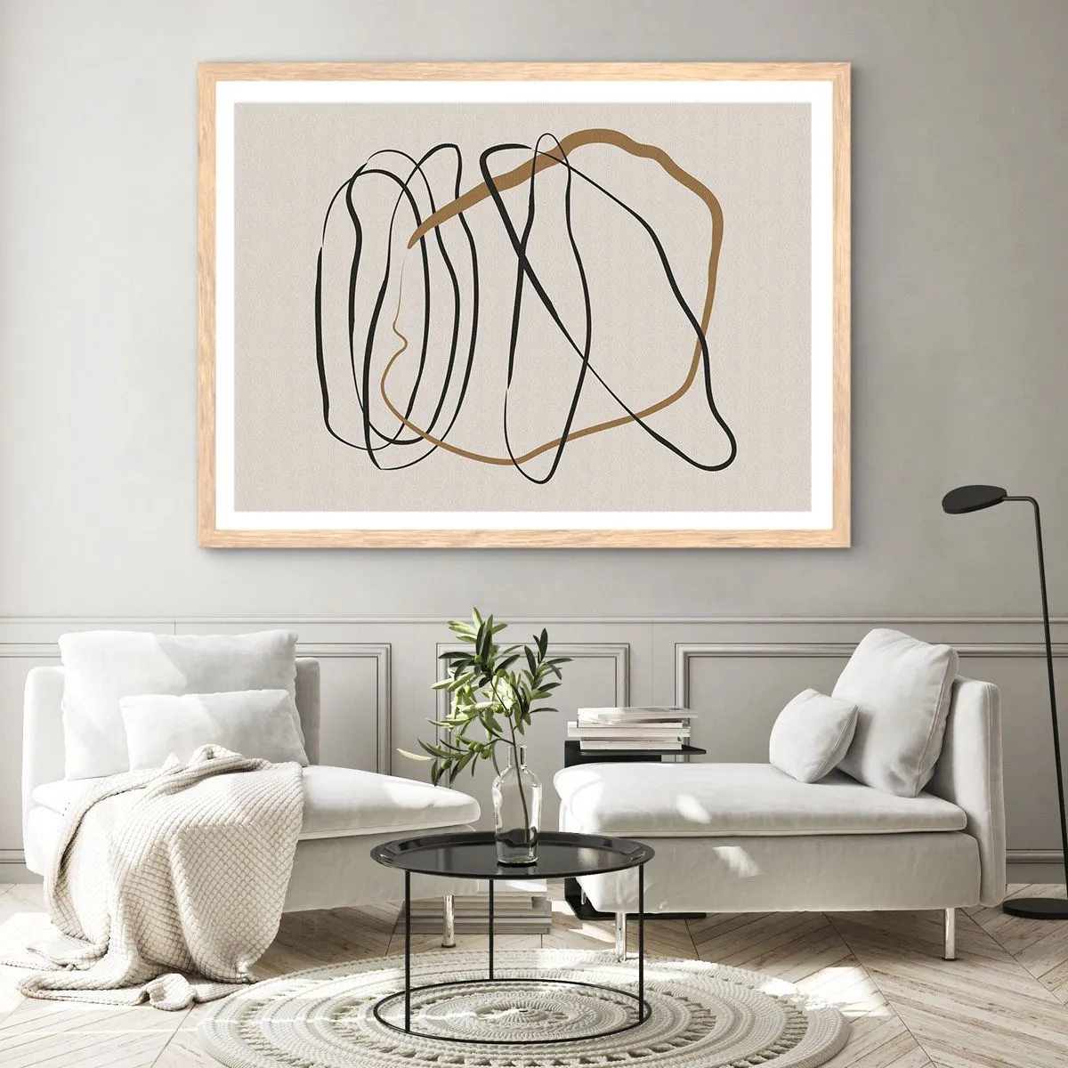 Poster in einem Rahmen aus heller Eiche - Komposition – Looptanz - 70x50 cm