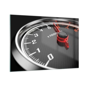 Glasbild - Bild auf glas - Drehzahlmesser in einem Sportwagen mit roter Anzeige - 100x70cm - Vollgas! - Moderne Wanddekoration für Wohnzimmer und Schlafzimmer ARTTOR