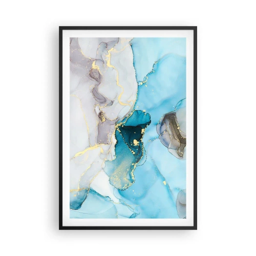 Poster in einem schwarzem Rahmen - Eine Studie über das Zusammentreffen von Grau und Türkis - 61x91 cm